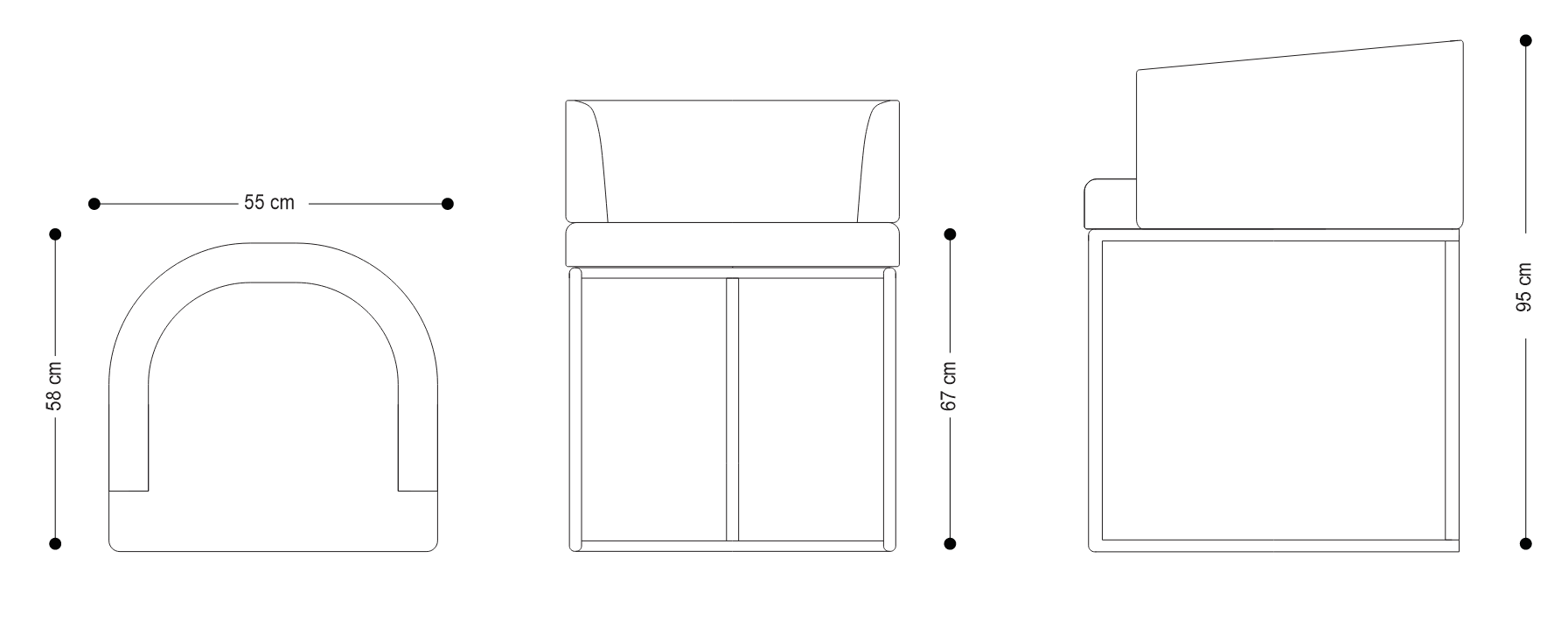 Image of the main dimensions of the product